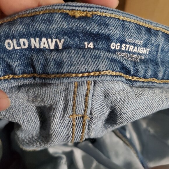 Old Navy Jeans Womens 14 Blue High-Rise OG Straight Secret Smooth Pockets Denim - Picture 3 of 12